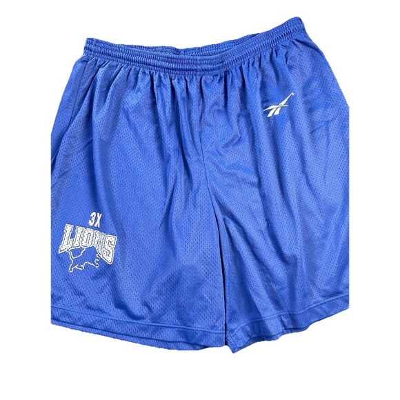 Detroit Lions Shorts Mens 3X Blue Reebok 90's Vintage NFL USA Draw String Big - Picture 1 of 12